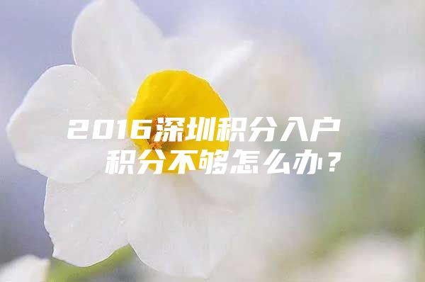 2016深圳积分入户  积分不够怎么办？