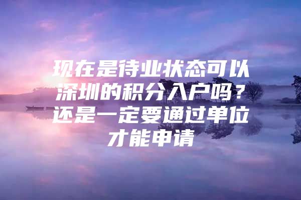 现在是待业状态可以深圳的积分入户吗？还是一定要通过单位才能申请