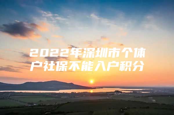 2022年深圳市个体户社保不能入户积分