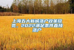 上海五大新城落户政策放宽，2022满足条件直接落户