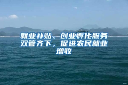 就业补贴、创业孵化服务双管齐下，促进农民就业增收