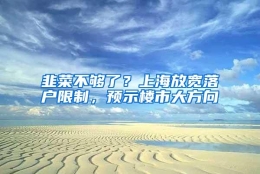 韭菜不够了？上海放宽落户限制，预示楼市大方向