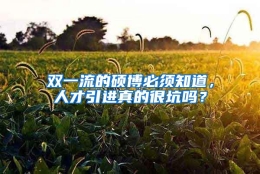 双一流的硕博必须知道，人才引进真的很坑吗？