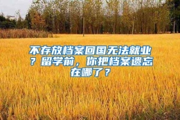 不存放档案回国无法就业？留学前，你把档案遗忘在哪了？