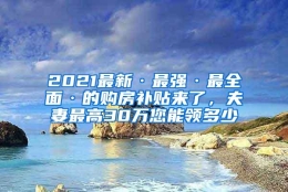 2021最新·最强·最全面·的购房补贴来了，夫妻最高30万您能领多少