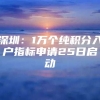 深圳：1万个纯积分入户指标申请25日启动