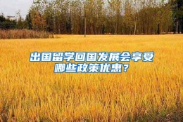 出国留学回国发展会享受哪些政策优惠？